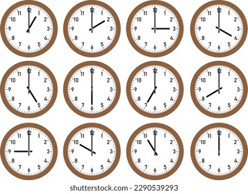 Reloj de pared con números de 1 a 12.