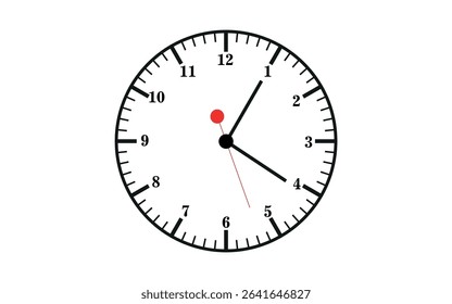 Wall Clock with numbers isolated on white background. Closeup
