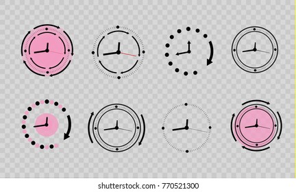 Wall clock office. Template design in vector closeup. The layout for branding and advertising isolated.Beautiful and original timer on a transparent background. Element vector design.