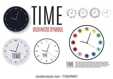 Wall clock office. Template design in vector closeup. The layout for branding and advertising isolated.Beautiful and original timer on a transparent background. Element vector design.