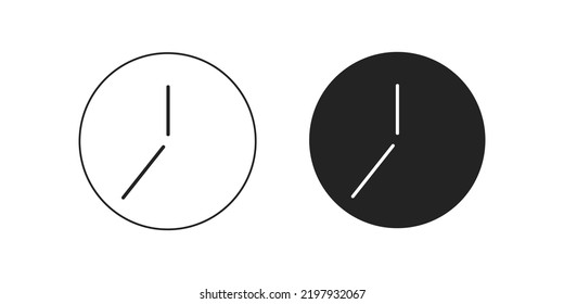 Wanduhr auf weißem Hintergrund, Minimalismus, Wanduhr, Vektorgrafik.  Runde Uhr. minimalistisches Design, Bürostil.