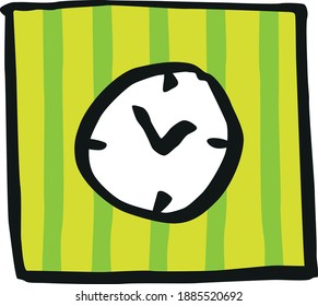 Wall clock original simple hand drawing converted to vector and colored