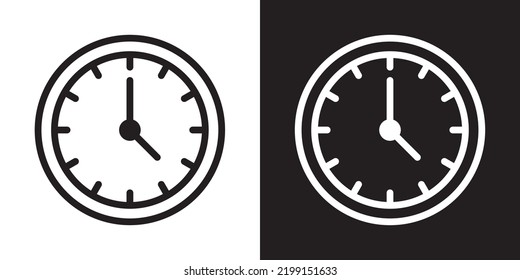 Wall clock outline icon design vector. Time alarm deadline business symbol illustration.	