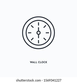 Wall clock outline icon. Simple linear element illustration. Isolated line Wall clock icon on white background. Thin stroke sign can be used for web, mobile and UI.
