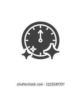 Wall clock pointing at 12 o'clock vector icon. filled flat sign for mobile concept and web design. New year clock simple solid icon. Symbol, logo illustration. Pixel perfect vector graphics