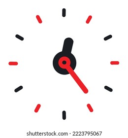 Tapetenuhr, roter Minutenzeiger, schwarze Stunde, Vektorgrafik
