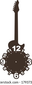 Reloj de pared (guitarra de rock) para corte láser de contrachapado o metal. Ideal para los interiores, los establecimientos temáticos.