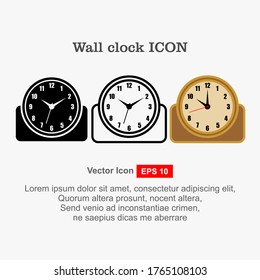 Wall clock set. Vector clocks icons. Mockups for design from different angles. Isolated on a white background. Vector illustration.