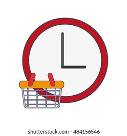 wall clock and shopping basket  icon