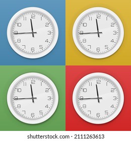 Die Wall-Uhr zeigt die Zeit. Eps10 Vektorgrafik.
