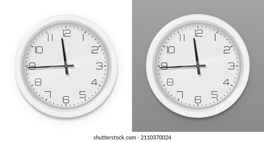 Tiempo del reloj de la pared, Aislado sobre fondo blanco. Ilustración vectorial Eps10.