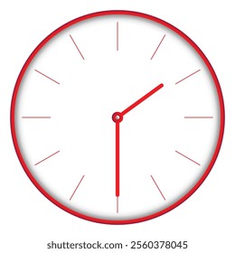 Wall Clock Showing 14.30 or 2.30 O'Clock on White Surface red hands and outer body  - Perfect for Time Management and Scheduling Concepts