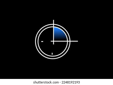 Tapete mit 3 Uhr, zeilengrafische Vektorgrafik einzeln auf schwarzem Hintergrund.