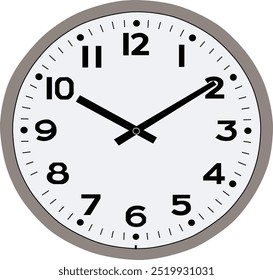 Reloj de pared que muestra una hora analógica en segundos, minutos y horas