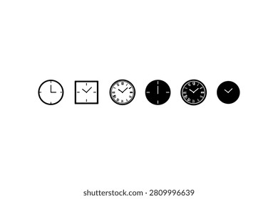 Wall Clock Silhouette Vector Collection Set