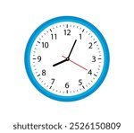 Wall clock. Simple wall clock. Minimalist watch. Classic design wall clock. Analog clock. Vector illustration