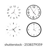 Wall clock. Simple wall clock. Minimalist watch. Classic design wall clock. Analog clock. Vector illustration