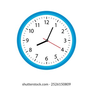 Wall clock. Simple wall clock. Minimalist watch. Classic design wall clock. Analog clock. Vector illustration