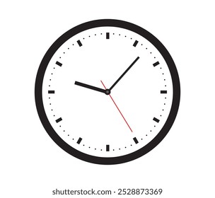 Reloj de pared. Reloj de pared simple. Reloj minimalista. Reloj de pared de diseño clásico. Reloj analógico. Ilustración vectorial