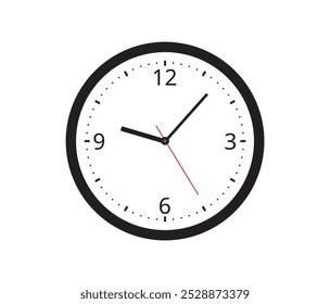 Wall clock. Simple wall clock. Minimalist watch. Classic design wall clock. Analog clock. Vector illustration