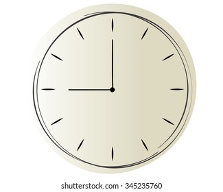 Wall Clock In A Sketch Style With Neutral Background
