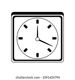 Wall clock symbol in black and white colors
