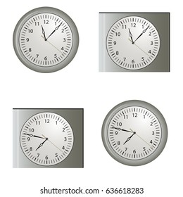 Wall clock with a texture on the dial on a white background