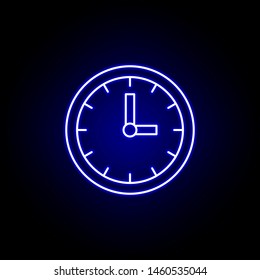 wall clock time icon in blue neon style.. Elements of time illustration icon. Signs, symbols can be used for web, logo, mobile app, UI, UX
