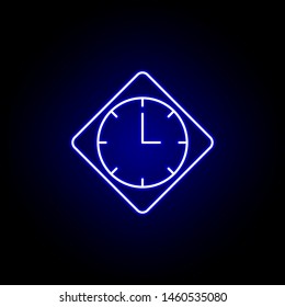wall clock time icon in blue neon style.. Elements of time illustration icon. Signs, symbols can be used for web, logo, mobile app, UI, UX
