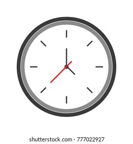 wall clock for time vector icon with hours minutes and second ticks white background