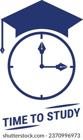 A wall clock with a toga hat, as a sign that study time has come, then the arrow on the hand looks like a pen as a number clue.
