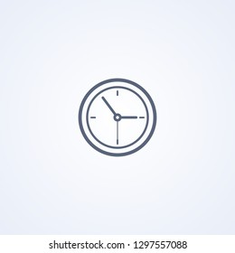 Wall clock, vector best gray line icon on white background, EPS 10