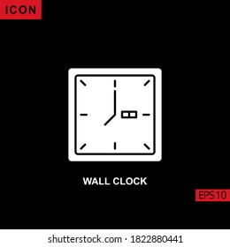 Wall Clock vector icon on black background. Illustration flat icon for graphic, print media interfaces and web design.