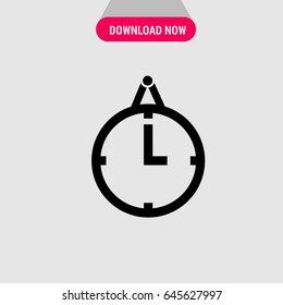 Wall Clock Vector Icon, Round clock for wall with arrows symbol. Simple, modern flat vector illustration for mobile app, website or desktop app  