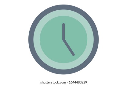 Vektorillustration der Wall-Uhr Zeitgenössisches Zeitwerk, Inneneinrichtung. Modernes Kunststoff-Uhrenfarbelement mit flachem Design. Einfache Uhr, zirkulärer Zeitzähler einzeln auf weißem Hintergrund.