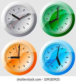 Wall clock. Vector illustration. Image of clock face. The device displays the hours, minutes, seconds. Save your time. Timing is everything.