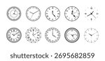 Wall clock. Vintage clock face. Watch face isolated dial with roman numerals.
