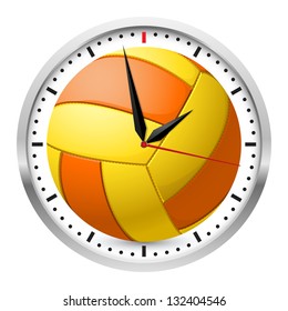 Wall clock. Volleyball style. Illustration on white background