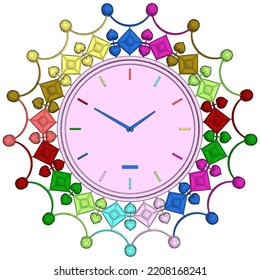 Wall Clock Watch Colorful Vector 01. Illustration Isolated On White Background. A Vector Illustration Of A Watch.
