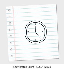 Wall clock with white and line paper note background template design. Finance and business concept logo icon. Vector illustration