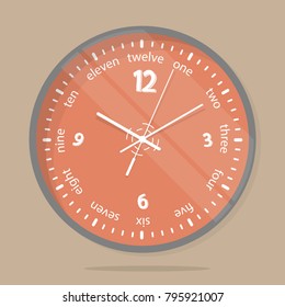 Wall clocks face. Dial plate. Cartoon style. Vector illustration.