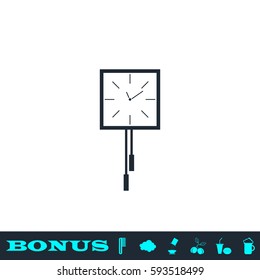 Wall clocks icon flat. Black pictogram on white background. Vector illustration symbol and bonus button