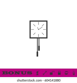 Wall clocks icon flat. Black pictogram on white background. Vector illustration symbol and bonus button