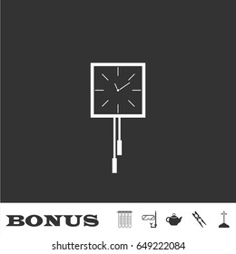 Wall clocks icon flat. White pictogram on black background. Vector illustration symbol and bonus icons