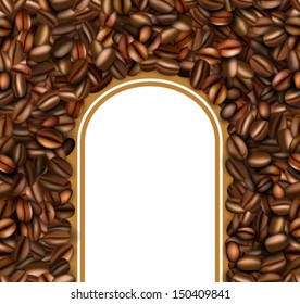 Wall from coffee beans with entrance arch