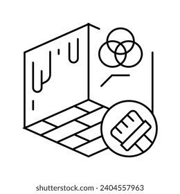 vector de icono de línea de diseñador de diseño de colores de pared. signo de diseño interior de la selección de colores de la pared. símbolo de contorno aislado ilustración negra