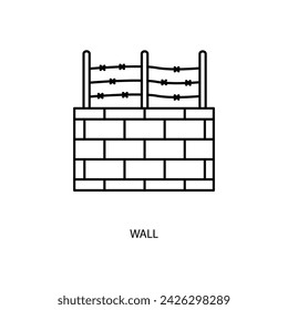 Icono de línea de concepto de pared. Ilustración de elemento simple. Diseño de símbolo de contorno de concepto de pared.