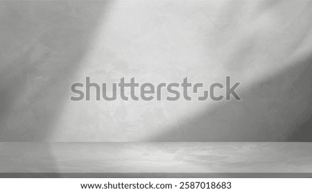 Wall Concrete Grey Background,Kitchen Room with Light Texture on Wall Interior.Modern Home Space with shadow, white light on marble desk or bar decoration.Vector podium for cosmetic summer sunlight  