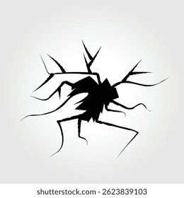 Wall crack icon. Hole in floor, broken glass symbol top view, break effect design, cracked wall vector illustration