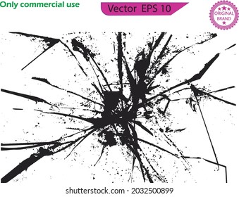 Wall cracks. Broken glass, bullet design element.  Fracture surface ground, cleft broken collapse illustration. Rift on surface set on the checkered background. Crack on the wall or on the ice vector